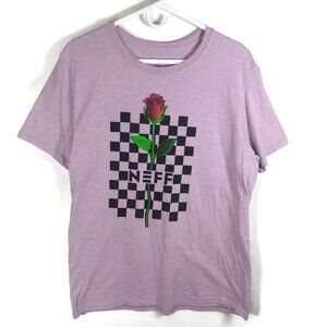 Neff Mens Checkerboard Rose Graphic Pink T Shirt Size L